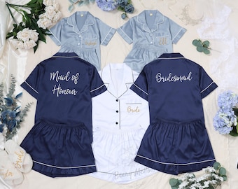 Matching Wedding Morning Pajamas, Personalized Bridesmaid Pajamas, Monogram Bridal PJs, Getting Ready Outfit
