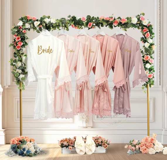 Bridal Getting Ready Robe, Bridesmaid Robes for Bridal Party, Matching Flower Girl Robe