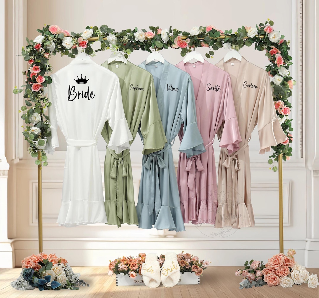 Custom Robe Printing Personalized Ruffle Robes, Custom Bridal Party Robe, Personalized ...
