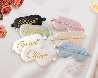 Personalized Satin Eye Mask for Bridesmaids, Wedding Party Favors, Custom Sleep Mask for Bachelorette Party, Bridal Shower Gift
