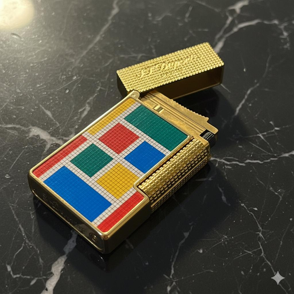 S.T. Dupont Line 2 Lighter - Limited Edition Mondrian Style Enamel
