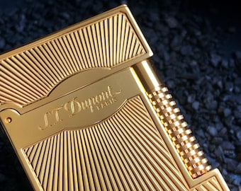 S.T. Dupont Ligne 2 Gold Luxury Lighter – Vintage Collectible Gas Lighter – French Craftsmanship - ST Dupont Classic Lighter