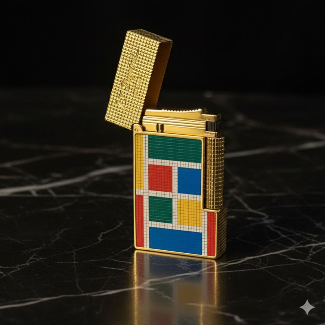 S.T. Dupont Line 2 Lighter - Limited Edition Mondrian Style Enamel