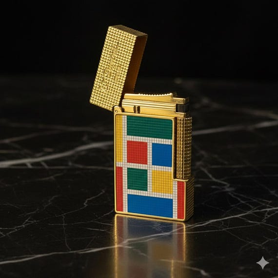 S.T. Dupont Line 2 Lighter - Limited Edition Mondrian Style Enamel