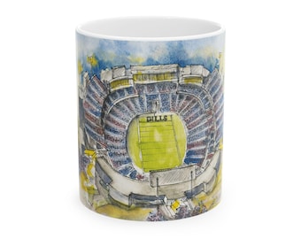 Taza de fútbol americano de los Buffalo Bills: diseño rojo y azul para el día del partido, decoración con ambiente de estadio