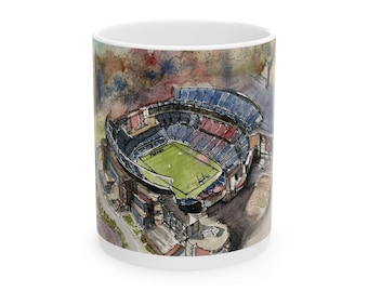 Taza de cerámica del estadio de los New England Patriots: regalo para aficionados al fútbol americano