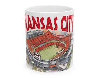 Taza de cerámica del estadio de Kansas City: taza de café para aficionados al fútbol