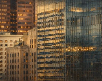 Phoenix Cityscape Wall Art – Modern Urban Architecture Print with Sunset Reflections