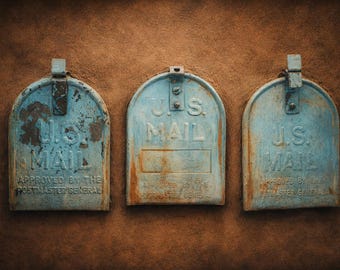 Vintage US Mailboxes Artwork Print – Nostalgic Whimsical Wall Art