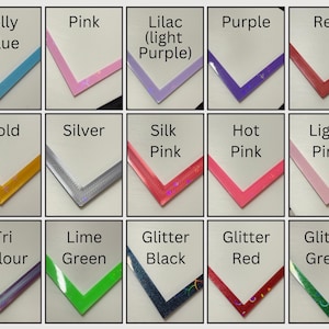 Colour chart of some of the available colours.