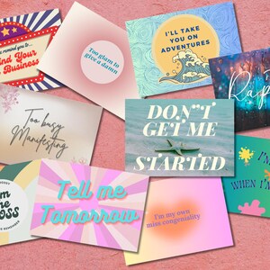 Conjunto de 10 - Postales de citas coloridas, atrevidas y divertidas imprimibles para decoración del hogar u oficina, regalo perfecto - Descarga instantánea
