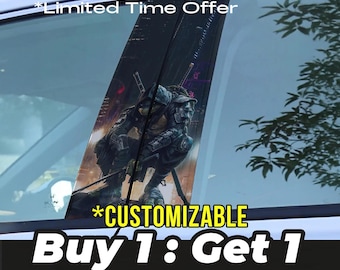 Dark Turtle Car Pillar Decal - Customizable Auto Side Wrap