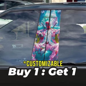Deadpool Themed - Car Pillar Vinyl Decal – Customizable AI Art