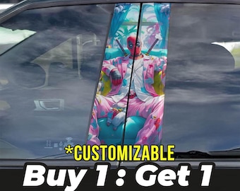 Deadpool Themed - Car Pillar Vinyl Decal – Customizable AI Art