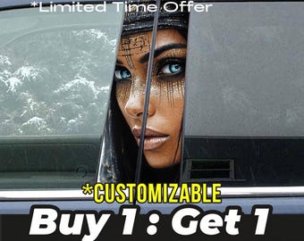 Deep Eyes Themed - Car Pillar Vinyl Decal – Customizable AI Art