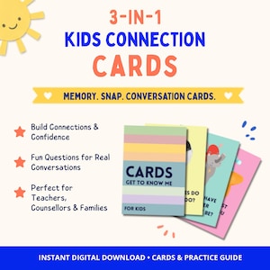 Kids Connection Cards | Get to Know Me, Icebreaker, Conversation Starters (Digital Download)