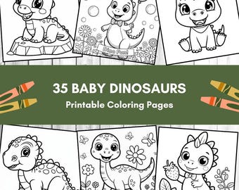 Baby Dinosaur Coloring Book: 35 Pages of Preschool Fun (PDF A4 Size Digital Download