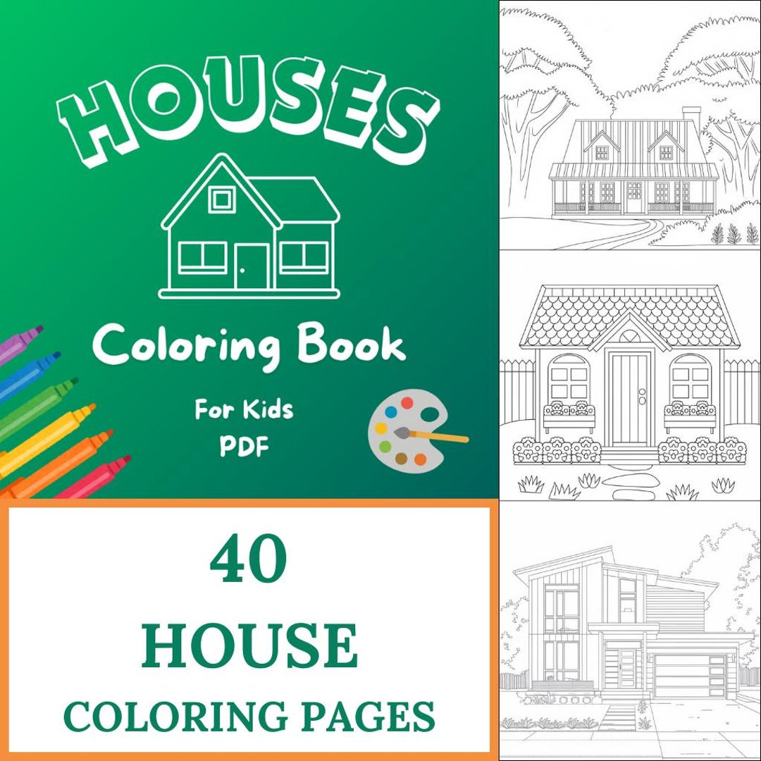 House Coloring Book for Kids | 40 Printable Pages (digital Download PDF ...