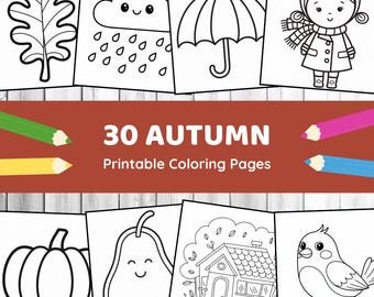 Autumn Coloring Book for Kids: 30 Fall Printable Pages (PDF A4)