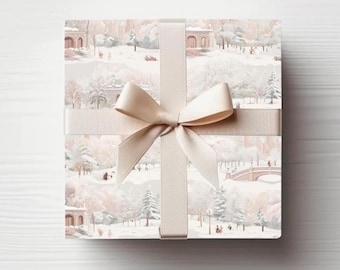 Central Park NYC in Winter Wrapping Paper Holiday Gift Wrap NYC Gift Wrap Whimsical Christmas Gift Wrap Christmas Wrapping Paper