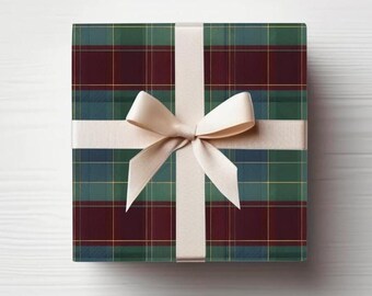 Balmoral-Inspired Hunting Tartan Plaid Wrapping Paper Roll English Country Style Christmas Gift Wrap Roll Holiday Gift Wrap