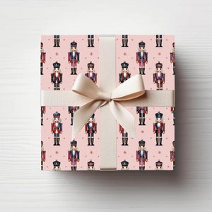 Petite Pink Nutcracker Wrapping Paper Holiday Gift Wrap Nutcracker Gift Wrap Whimsical Christmas Gift Wrap Christmas Wrapping Paper