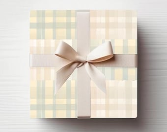 Pastel Gingham Plaid Gift Wrap: Baby Shower, Easter