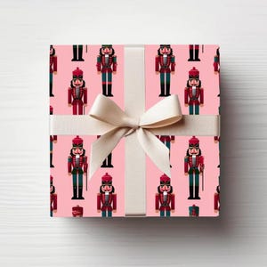 Rosy Pink Nutcracker Wrapping Paper Holiday Gift Wrap Nutcracker Gift Wrap Whimsical Christmas Gift Wrap Christmas Wrapping Paper