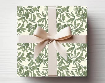 Olive Branch Wrapping Paper, Art Nouveau Vintage Style, All Occasion Wrapping Paper Rolls {Wedding, Birthday, Housewarming, Christmas}