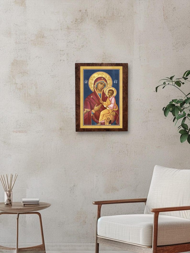 Virgin Mary Icon: Handmade Greek Orthodox Theotokos Wood Plaque - Etsy