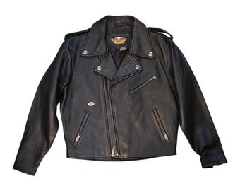 XS Sm, 1950s Harley Davidson Leather Motorcycle Jacket, Biker