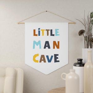 Little Man Cave Wall Pennant | Nursery Decor, Kids Room, Playroom Art, Boy&#39;s Bedroom, Unique Gift