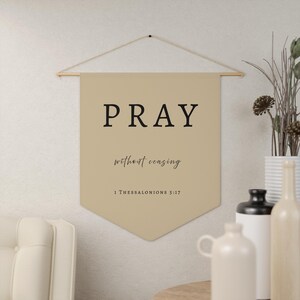 Inspirational Pennant Banner, Motivational Home Decor, Faith Wall Art, Pray Flag, Scripture Wall Hanging, Gift for Worship