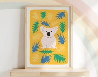Koala Kids Room Art Print, Montessori Bedroom Decor, Safari Nursery Wall Art (Digital Download)