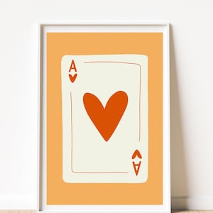 Ace of Hearts Wall Art, Abstract Matisse Poster, Bold Colourful Instant Download Print for Home Decor. Playing card wall art. Minimalist art