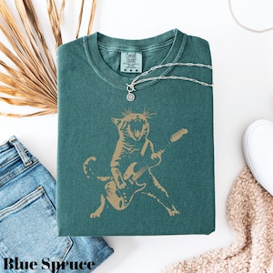 Rock Cat Guitar Shirt - Comfort Colors Music Tee