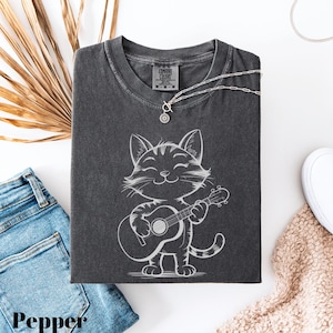 Comfort Colors Guitarist Cat T-Shirt: Funny Musician Gift