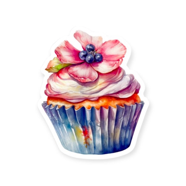Cupcake Sticker | Dessert Sticker | Watercolor Cupcake Sticker
