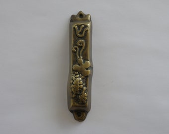 Bronze grapes mezuzah seven species series shaul baz judaica