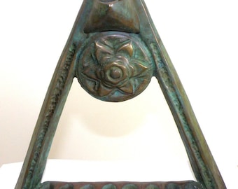 Original bronze hanukka menorah by Shaul Baz