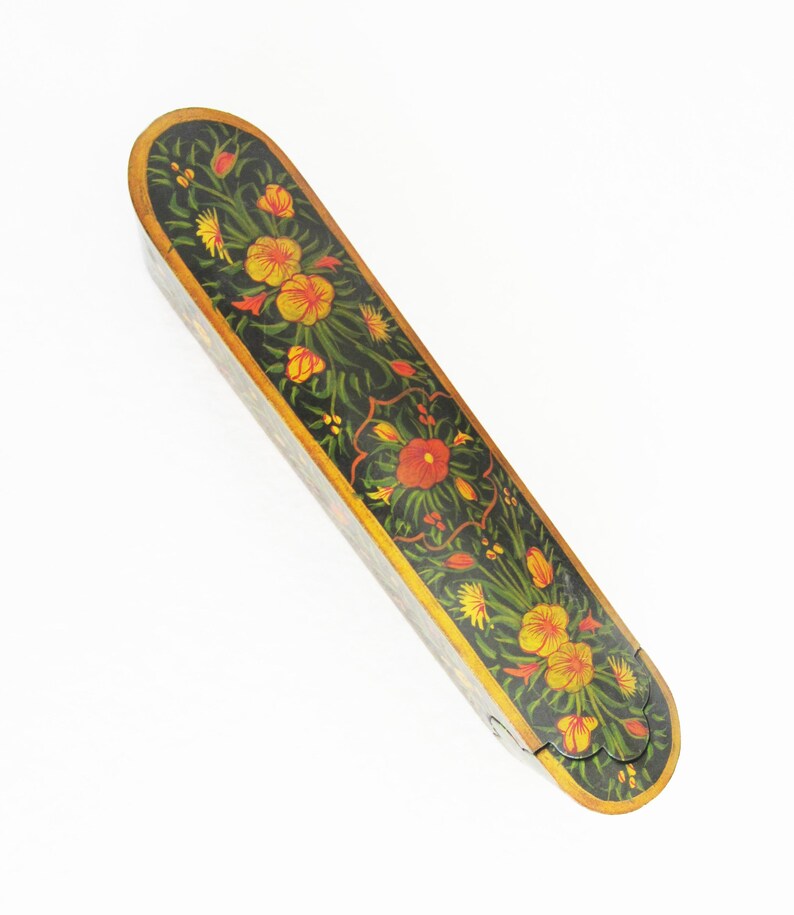 A LARGE Persian Qalamdan, Lacquered & Painted Paper Mache Pen Case / Holder. Shipping from Jerusalem.