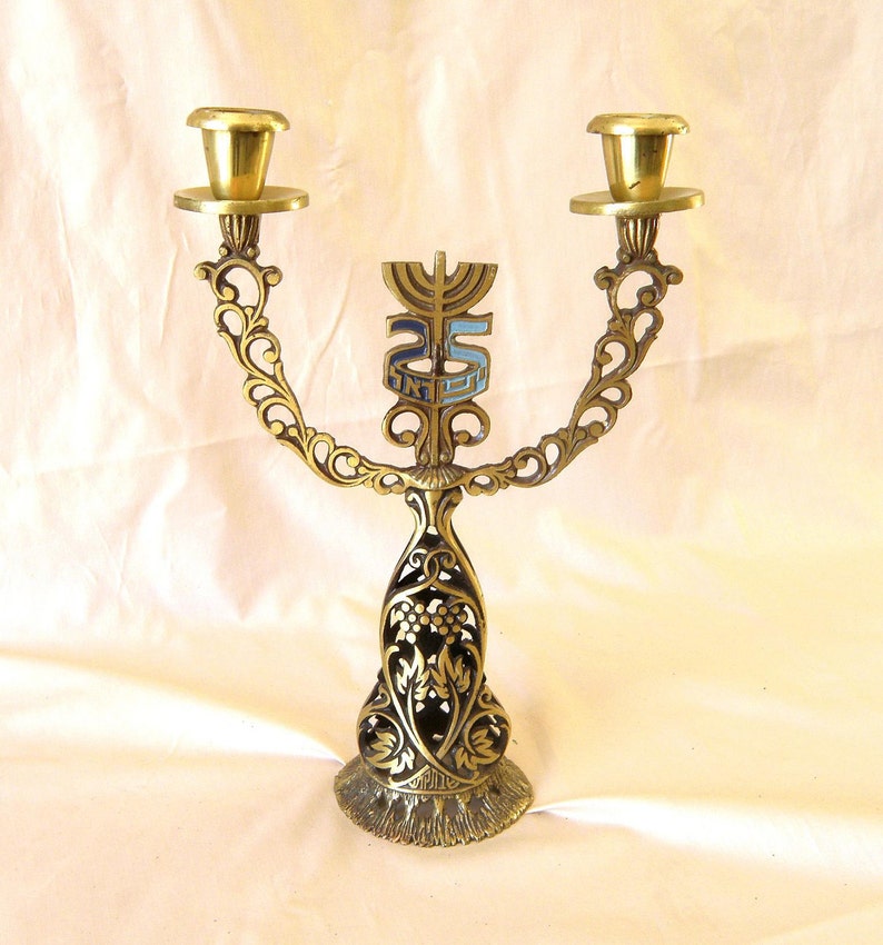 Solid Brass Candle Holders 1973 Israel Judaica Etsy