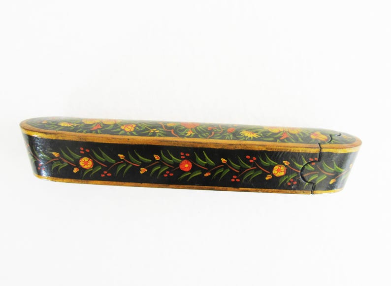 A LARGE Persian Qalamdan, Lacquered & Painted Paper Mache Pen Case / Holder. Shipping from Jerusalem.