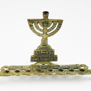 A  solid brass  vintage  hanukkah menorah,  judaica made in Israel . free shipping!!
