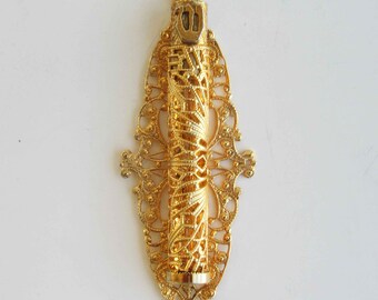 Ein kleiner goldbeschichteter Vintage-Metall-Mezuzah-Kasten, Judaica, hergestellt in Israel !!