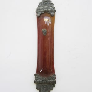 A vintage glass and metal mezuzah case made in Israel. free shipping to many contries!!