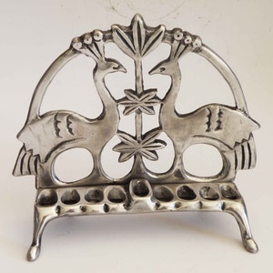 Birds chanukah menorah- polished aluminum by Shaul Baz