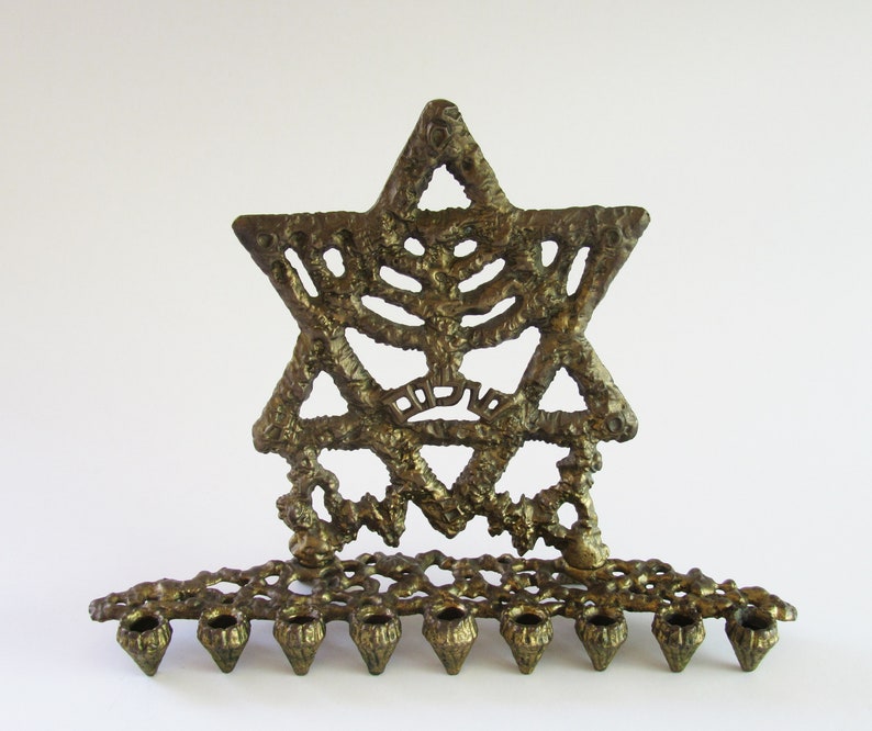 A Solid Brass Vintage Hanukkah Menorah Judaica Made in Israel Etsy