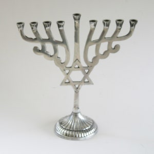 An aluminum  vintage  hanukkah menorah,  judaica made in Israel, SPECIAL!!