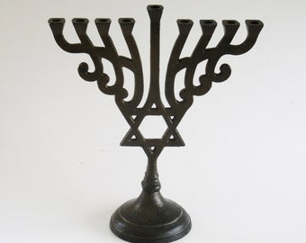 Painted aluminum  vintage  hanukkah menorah,  judaica made in Israel, SPECIAL!!